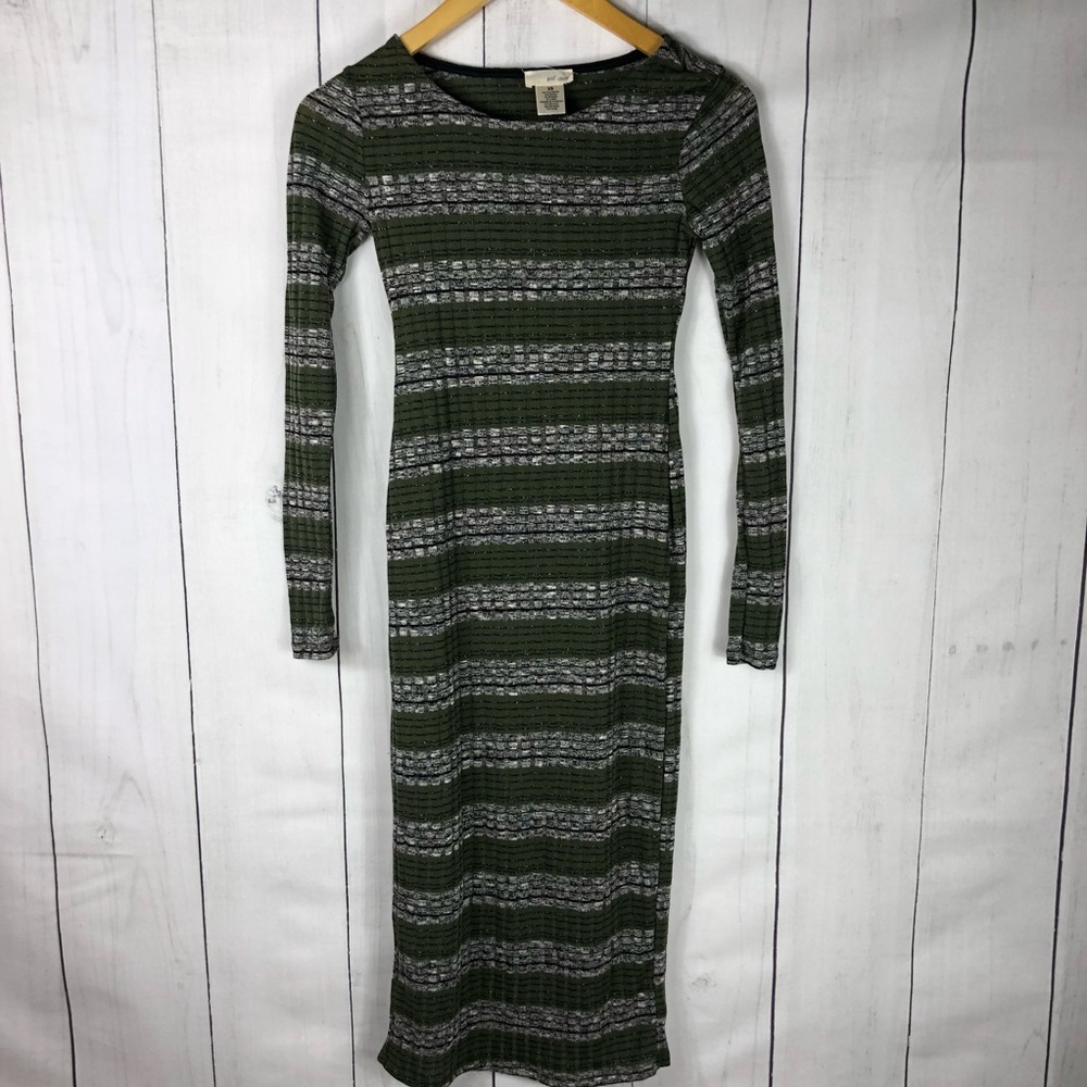Wet Seal XS Olive Green Long Sleeve Dress e18
